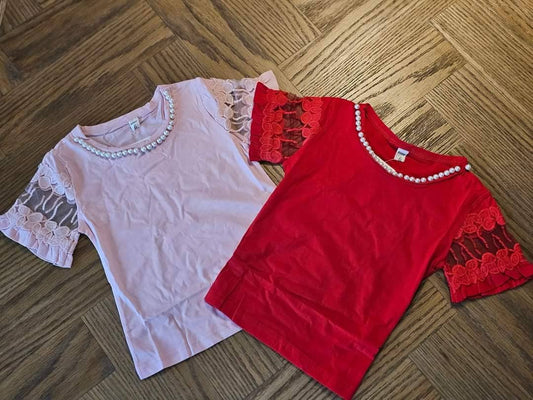 Pink and red pearl t-shirt