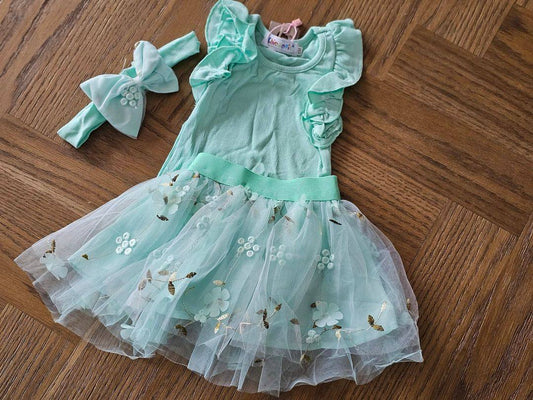Mint groene tule setje